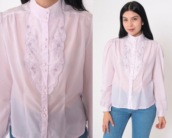 Women's Lavender Semi-Sheer Button-Down Shirt