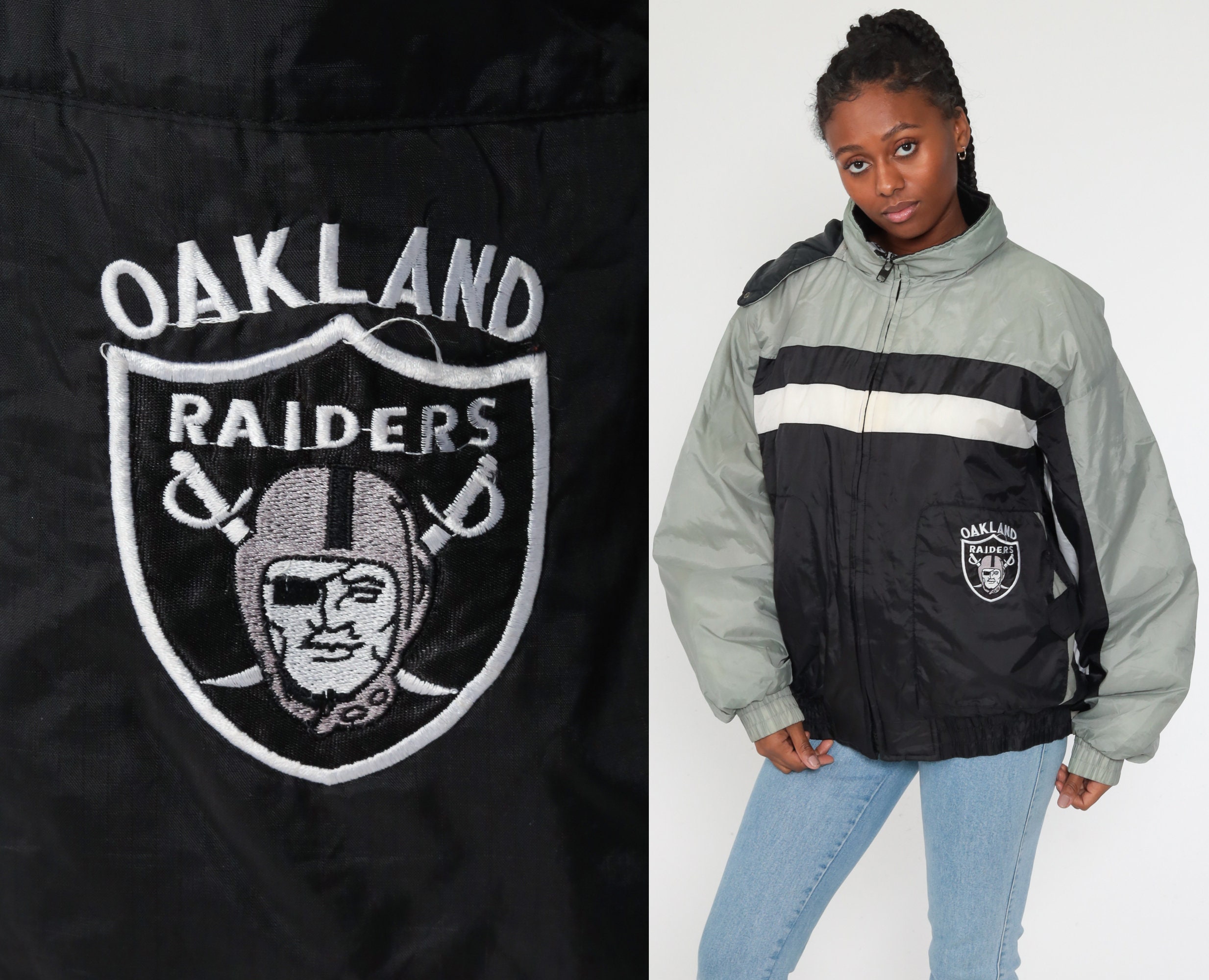 Oakland Raiders Jacket Hooded Pro Player Football NFL Jacket
