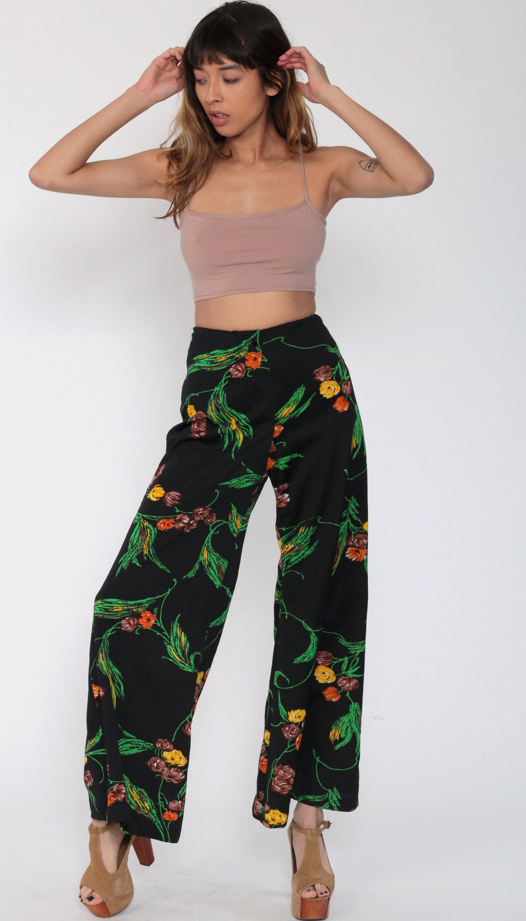 floral bell bottom pants