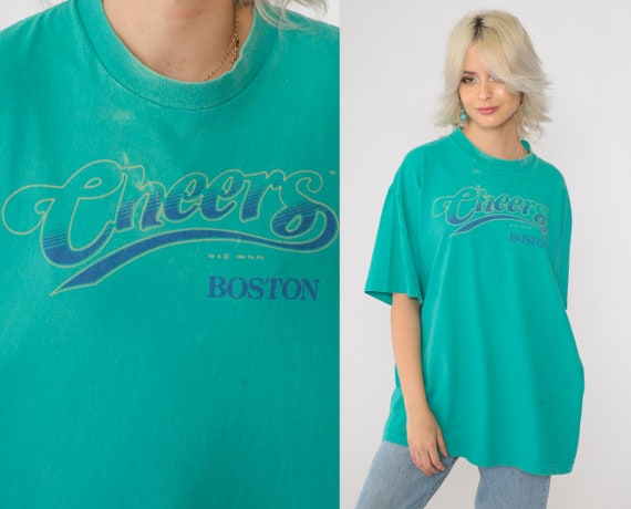 Vintage Cheers Shirt 90s Boston T-Shirt Restaurant Bar Graphic Tee Retro Nostalgic Massachusetts Green Single Stitch 1990s Sof Tees xxl