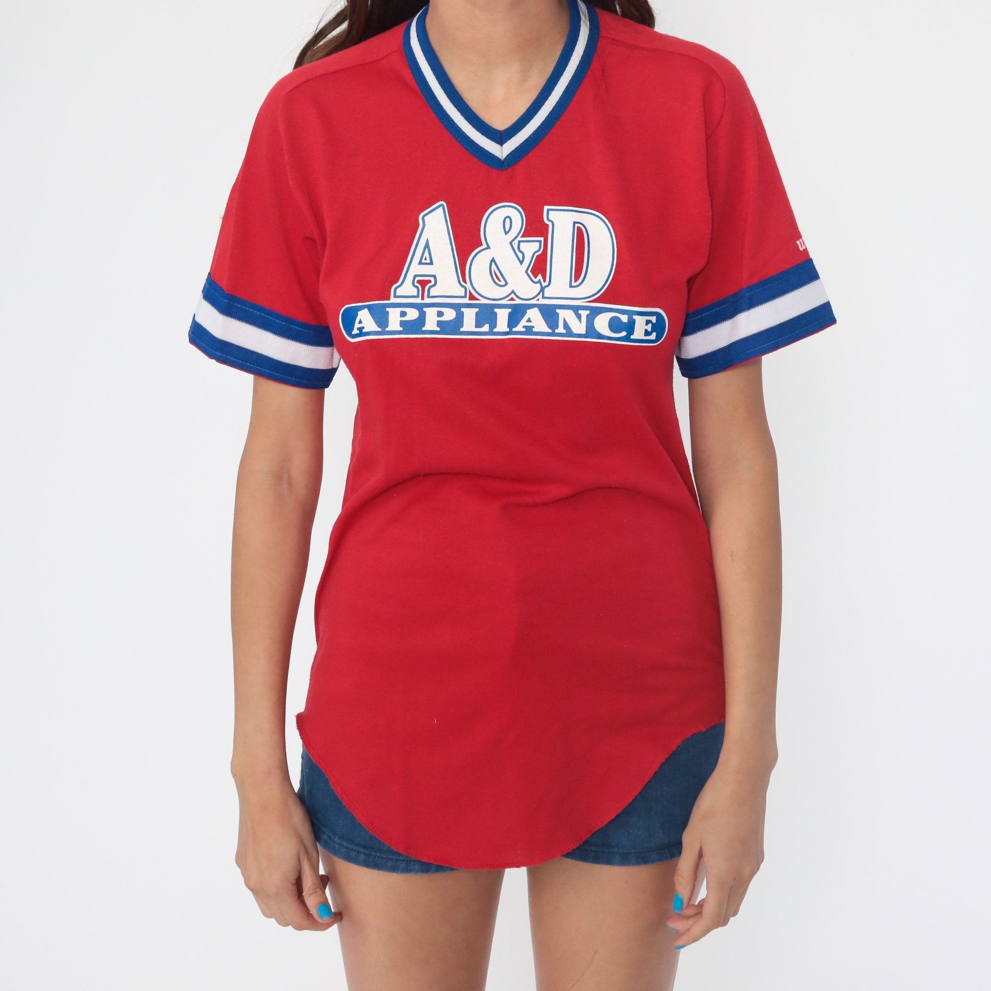 T-shirt Vintage 70s Diamond Softball Ringer - Blanc, Taille S Unisexe - Original