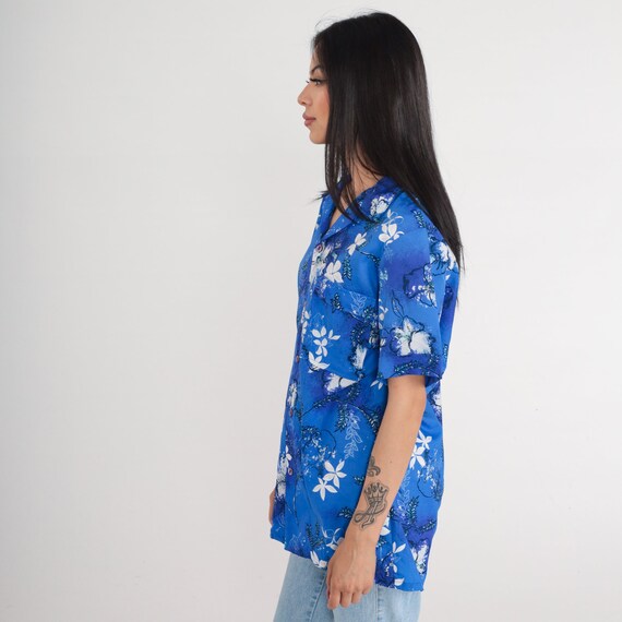 Classic Women's Shirt - Blue Tropical Leaf
