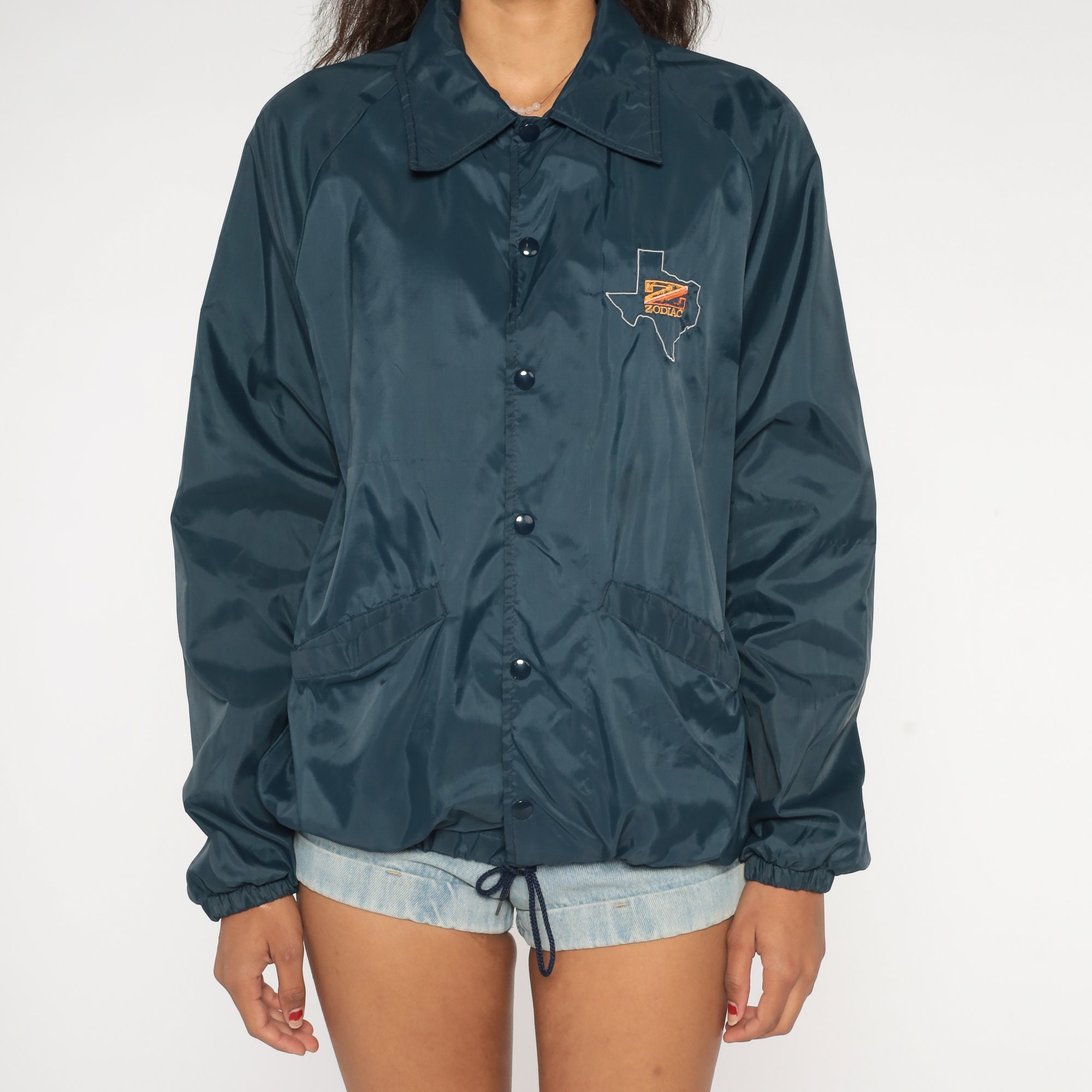 Zodiac Windbreaker Jacket 80s Navy Blue Texas Jacket Plain Zodiac Windbreaker Jacket 80s Navy Blue Texas Jacket Plain