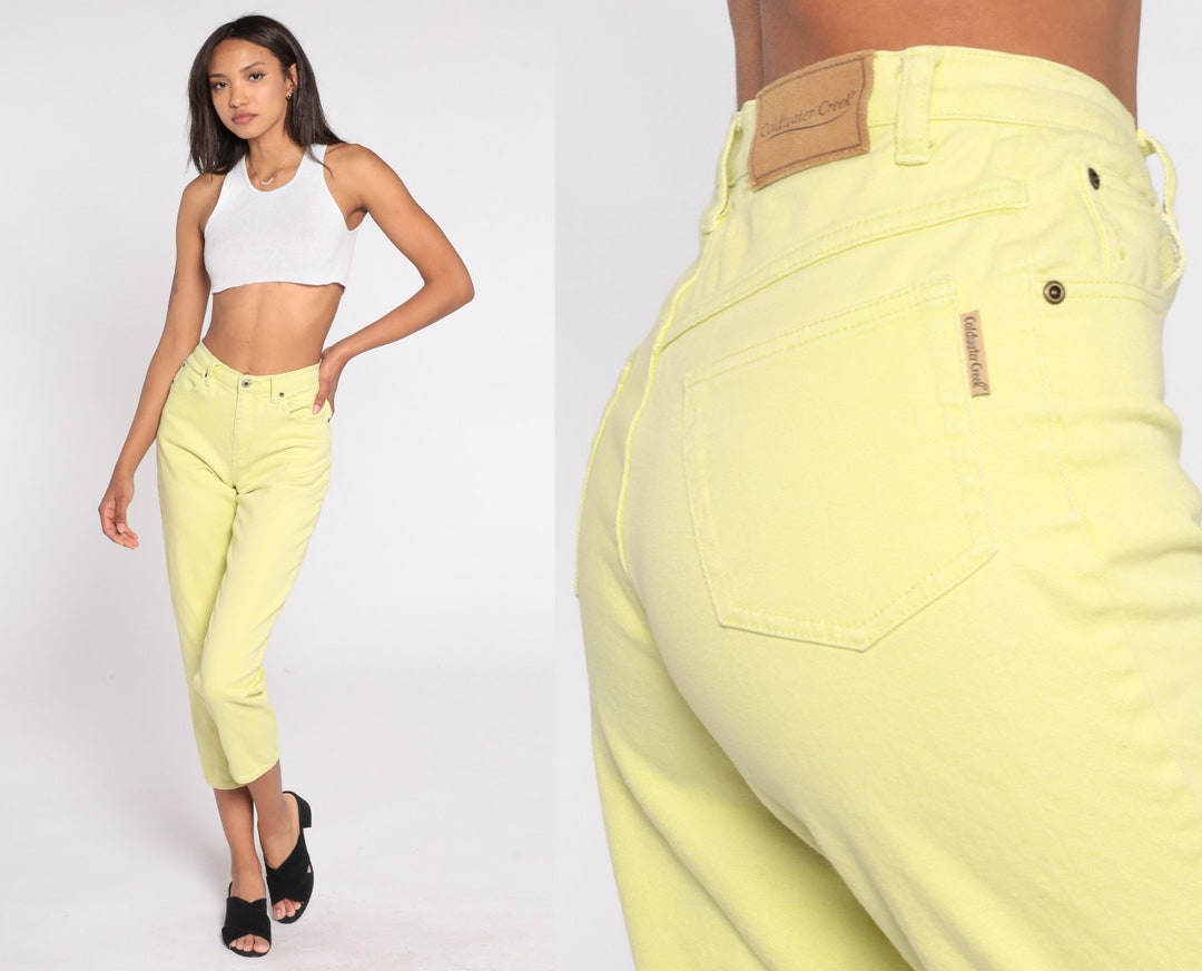 Lime Green Jeans Y2K Skinny High Waisted Jeans Tapered Leg Etsy