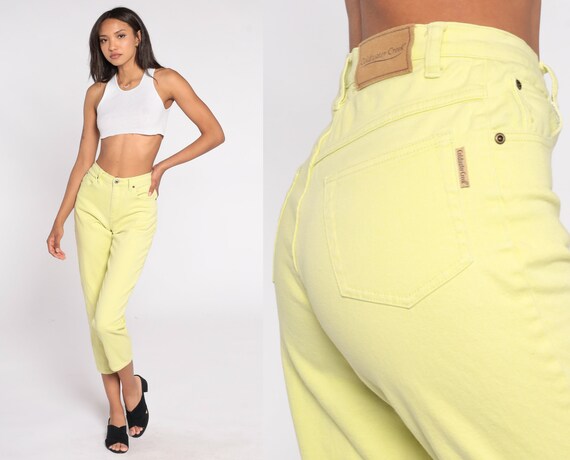 Lime Green Jeans Y2K Skinny High Waisted Jeans Tapered Leg High Rise Denim Pants Slim Coldwater Creek Retro Vintage 00s Small 4 Petite