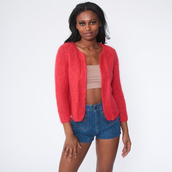 red open front cardigan sweater