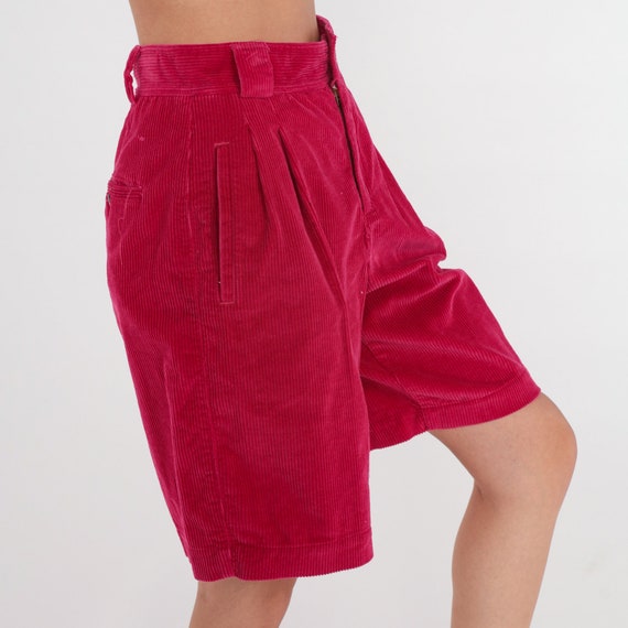 Pink Corduroy Shorts 90s Pleated High Waisted Sho… - image 5