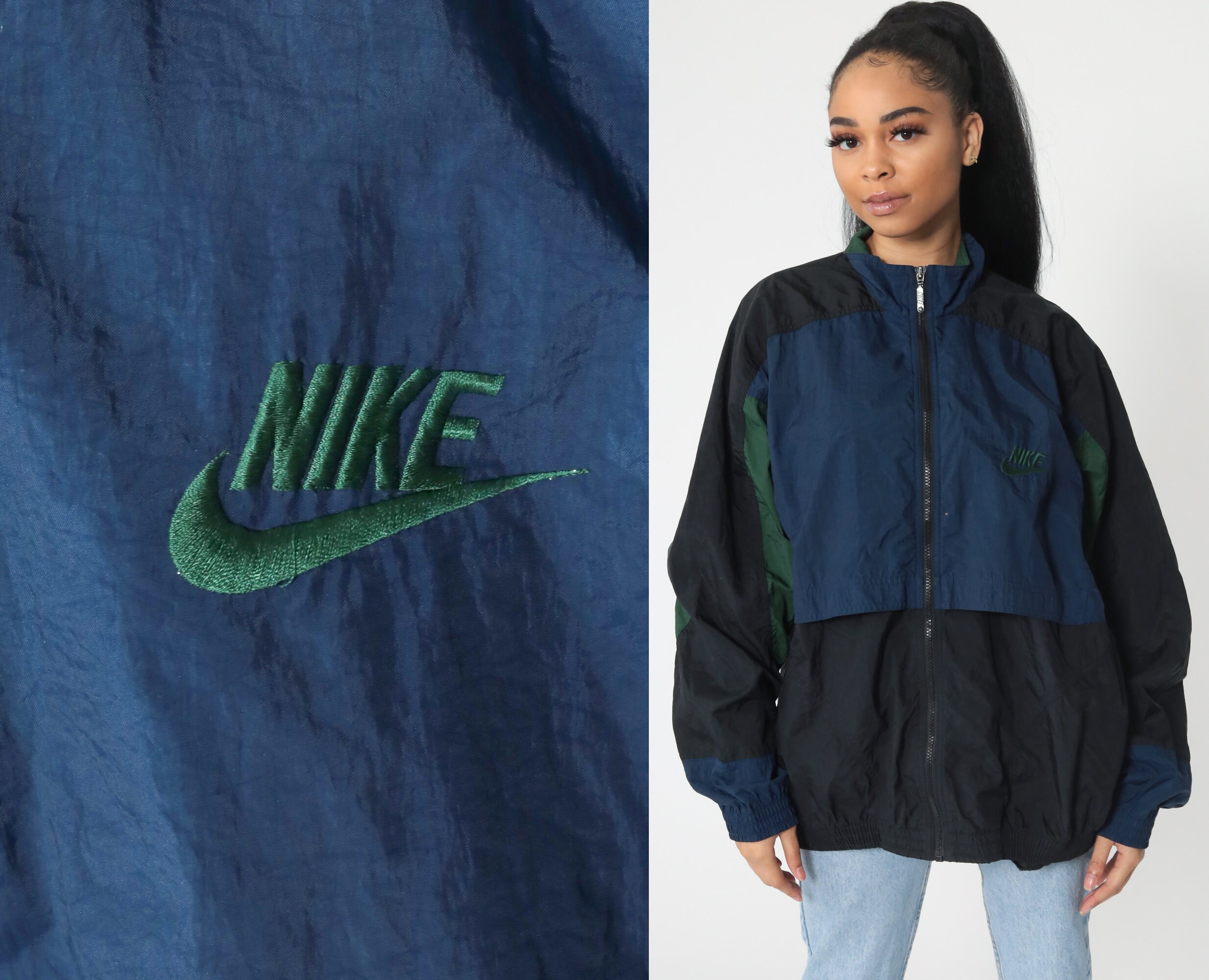 nike nylon colour block full zip jacket