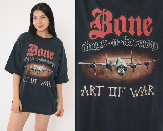 Vintage 1997 Bone Thugs-N-Harmony T-Shirt Art of War Tour Tshirt Black 90s Hip Hop Tee Streetwear Rap Tee Jerzees Extra Large xl