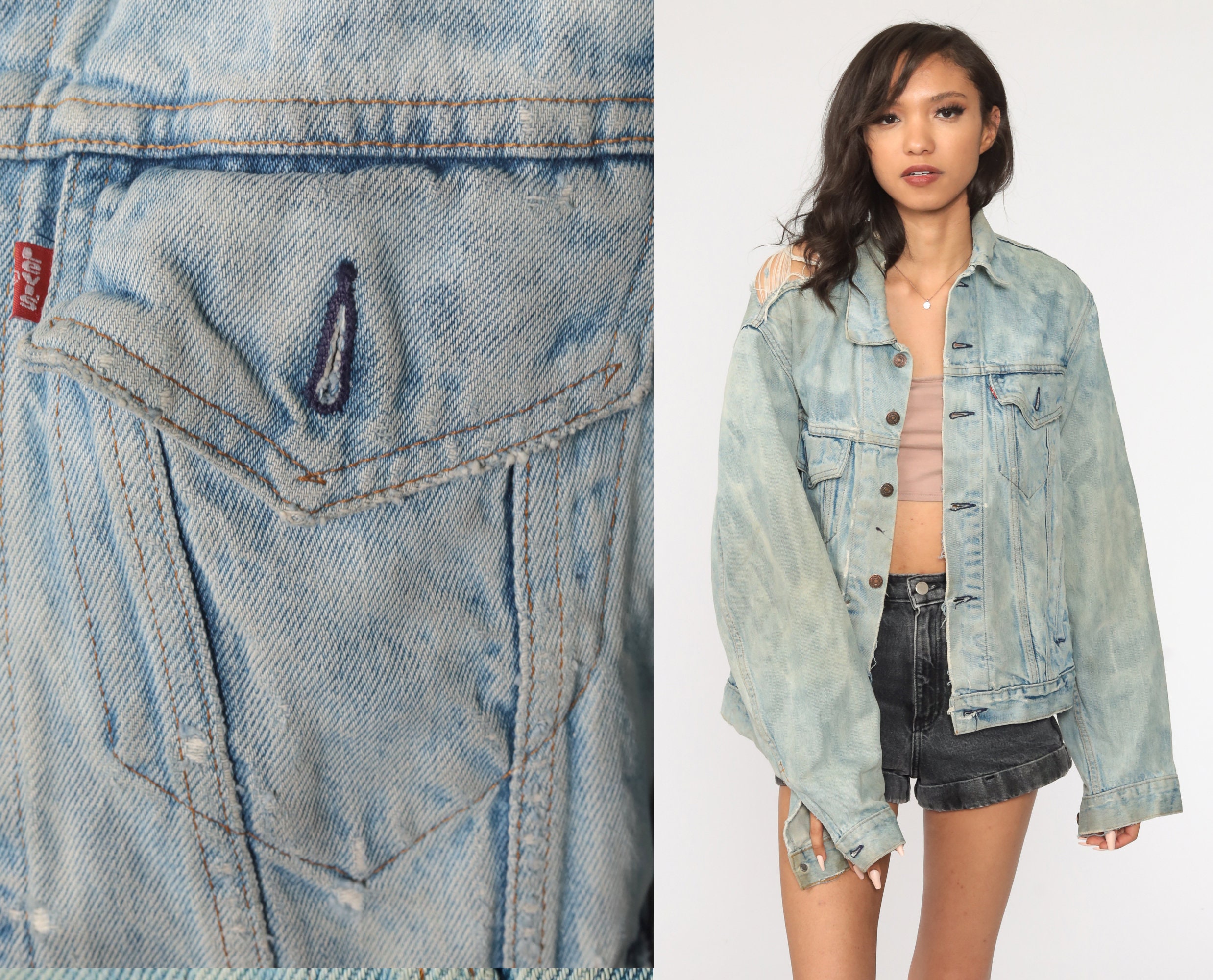 80s Levis Jean Jacket Distressed Denim 