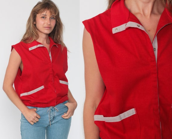 Hang Ten Vest Top 90s Tank Top Surfer Snap Up Shir