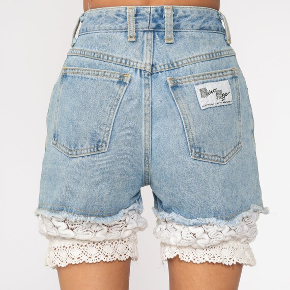 Lace Cut Off Shorts -- 80s Denim Shorts Cutoff Je… - image 6