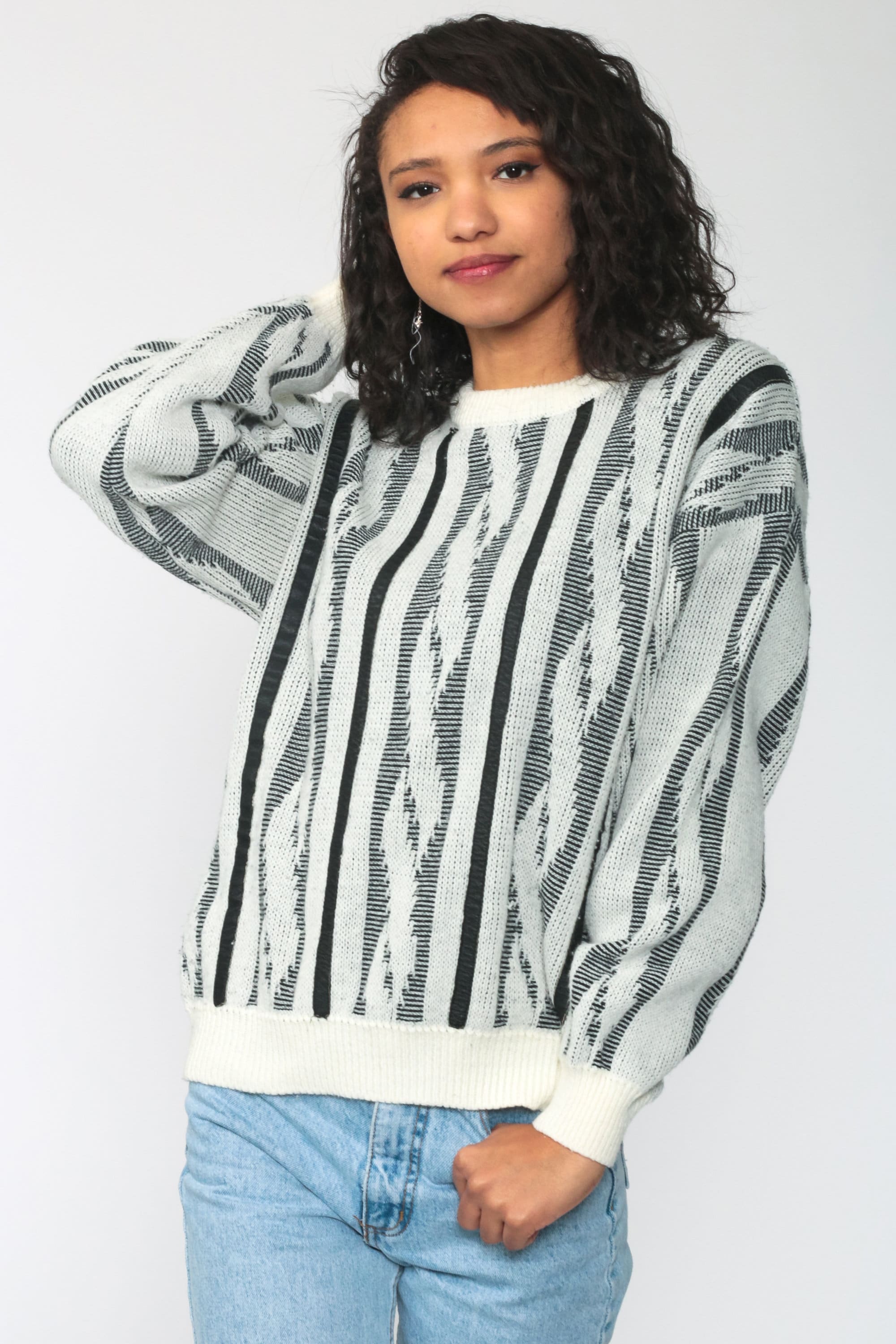 80s sweater tied around neck