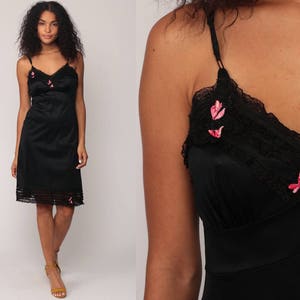 ワンピース 1970s Black Nylon Empire Waist Nightgown 1970s Black Nylon Empire Waist Nightgown