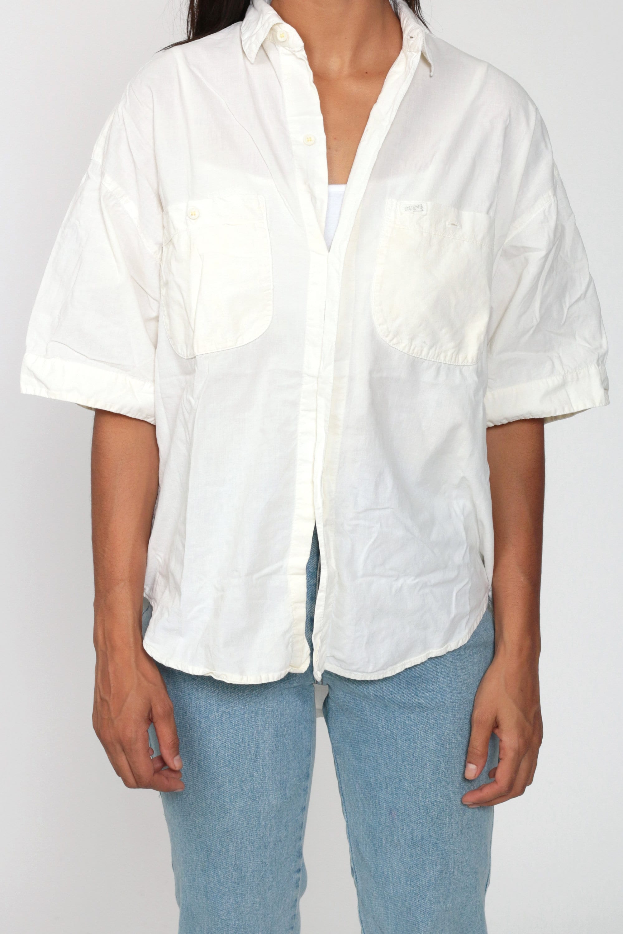 men's white short sleeve button up