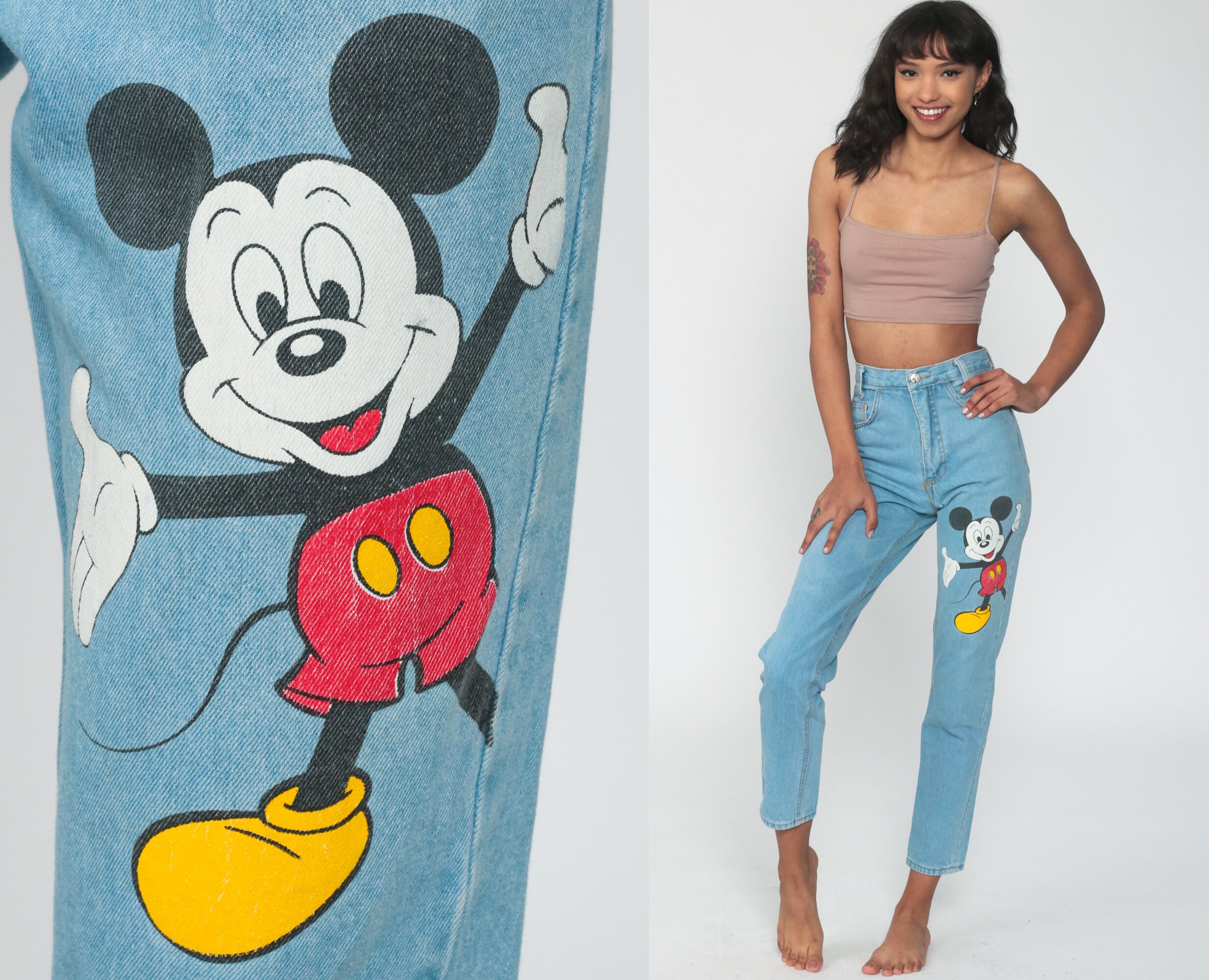 mom jeans mickey mouse