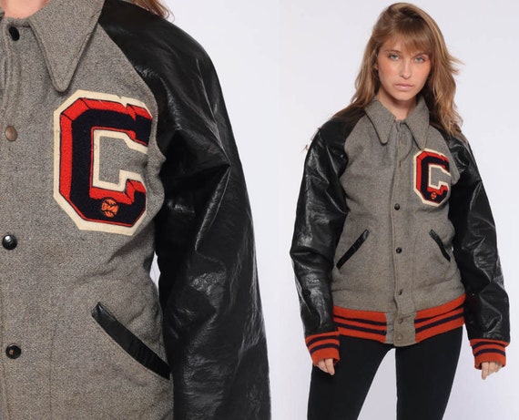 Grey Letterman Jacket Varsity Jacket WOOL Jacket … - image 1