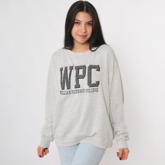 90s William Paterson College Sweatshirt Vintage WPC University Crewneck Wayne, New Jersey Heather Grey Pullover Graphic 1990s Jansport Large