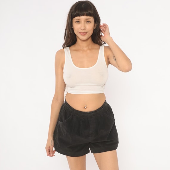 90s Corduroy Shorts Black Riggers Hawaii Cotton Relaxed Fit Surf Beach Vintage Short Dark Casual Summer Loungewear Athletic Extra Small XS