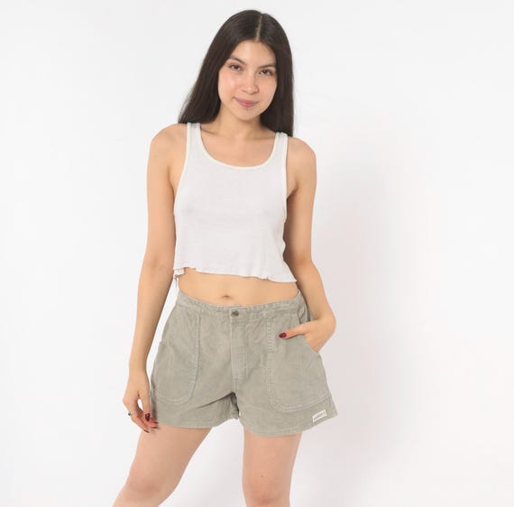 80s Stubbies Corduroy Shorts Grey Cotton Pull On Casual Summer Camp Beach Surf Short Inseam Gray Ash Hoochie Daddy Vintage Unisex Medium M