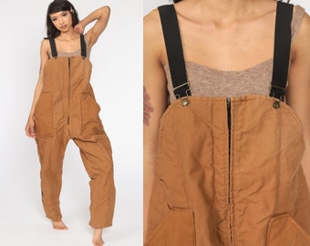 INSULATED Overalls Highland Mills Coveralls Workwear Brown Baggy Bib Pants Work Wear Long Cargo Vintage Dungarees Extra Large xl