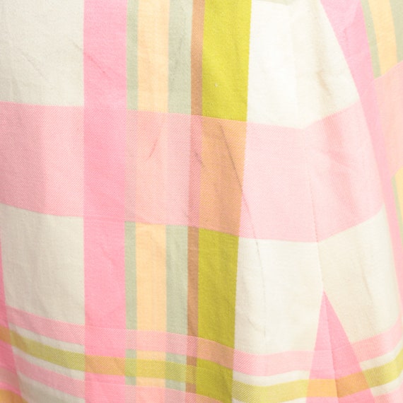 60s Plaid Skirt Pink Green Checkered Skirt Retro … - image 6