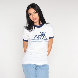 AFAA Aerobics Shirt Athletics and Fitness Association of America Ringer Tee 80s T Shirt Gym Fitness Top Workout 1980s Vintage Small Medium