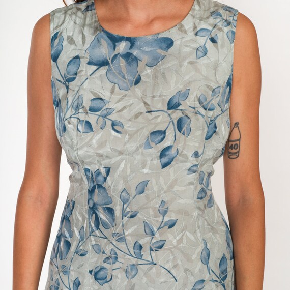 Floral Sheath Dress Y2k Embossed Midi Dress Grey … - image 6