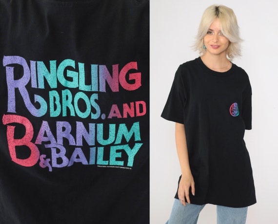 90s Ringling Bros Shirt Barnum & Bailey Circus T-Shirt Black Vintage 1990s Graphic Tee Short Sleeve Medium Large