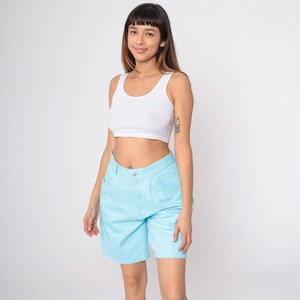 90s Bright Blue Denim Shorts Jean Shorts High Waisted Rise Shorts Retro Summer Mid Length Basic Plain 1990s Vintage Denim & Co Large