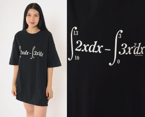 Y2K Math Graphic Tee Black Short Sleeve Shirt Do The Math Integral Equation Print Crewneck Vintage 00s Extra Large xl