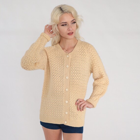 Cream button deals up sweater