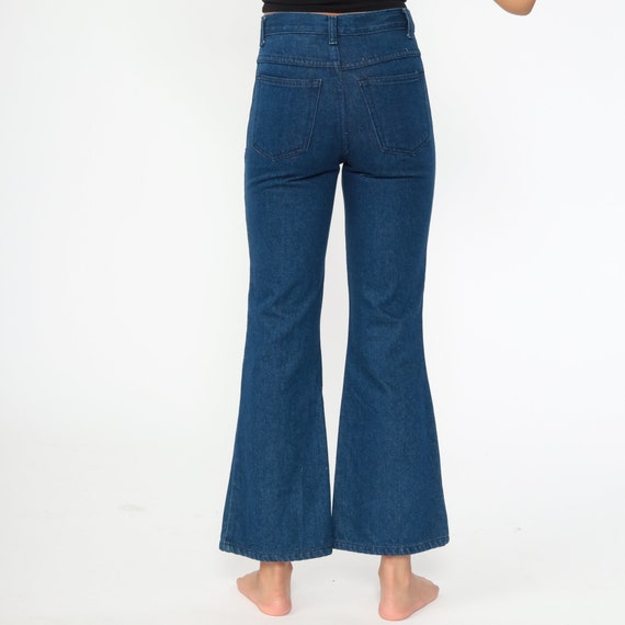 90s Bell Bottoms Embroidered Floral Pants Y2K Dar… - image 6