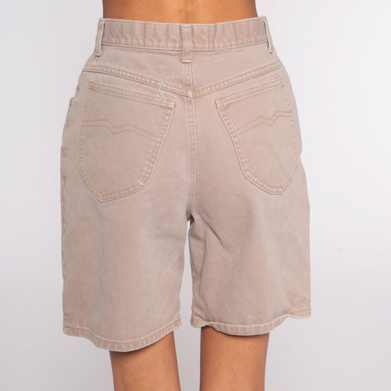 Pleated Jean Shorts 90s Tan Denim Shorts High Wai… - image 7