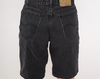 Vintage Black Denim Shorts 90s Lee Jean Shorts High Waisted Skater