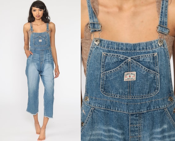 Vintage Jean Christmas Stocking Dungarees Carpenter Blue Jeans with belt Rare 18 denim