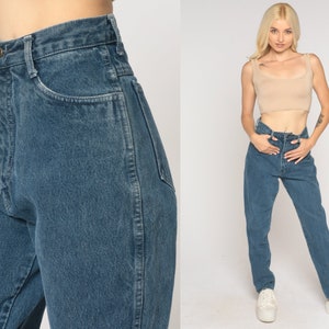 90s Mom Jeans High Waist Jeans Tapered Jeans 1990s High Waisted Denim Pants 90s Vintage Dark Blue Retro Vtg Denim Small 27 4