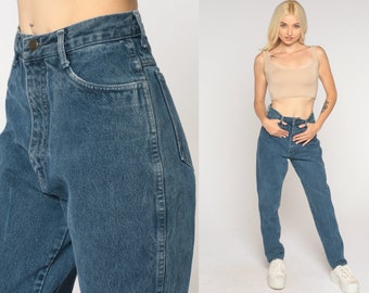 90s Mom Jeans High Waist Jeans Tapered Jeans 1990s High Waisted Denim Pants 90s Vintage Dark Blue Retro Vtg Denim Small 27 4