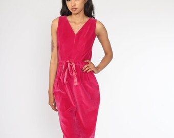 60s Velvet Dress Pink Midi Velvet Dress Sheath 1960s Party Vintage Cocktail Prom Formal Holiday Pencil Wiggle V Neck Small