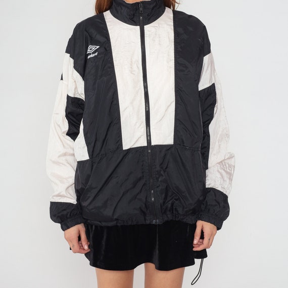 90s Umbro Jacket Black White Zip Up Windbreaker J… - image 7