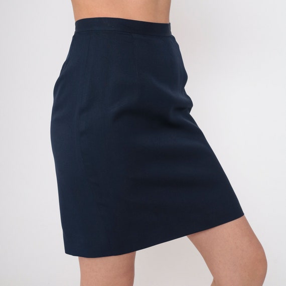 Navy Silk Skirt 90s Pencil Skirt Ann Taylor Loft Mini Skirt High Waisted Retro Secretary Skirt Plain Simple Vintage 1990s 2P Extra Small xs