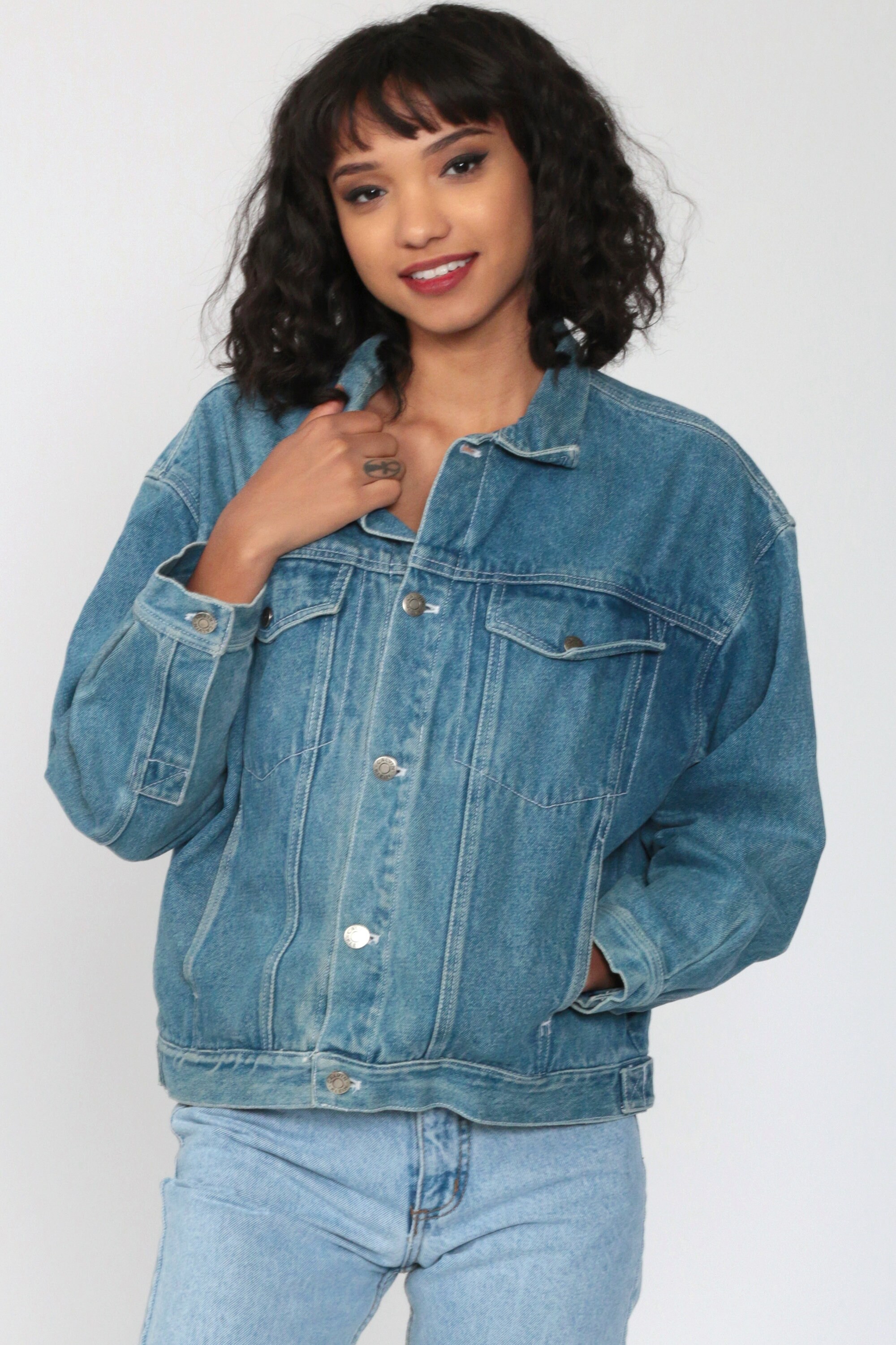 Calvin Klein Jacket 90s Denim Jacket Faded Jean Jacket Grunge Biker CK ...