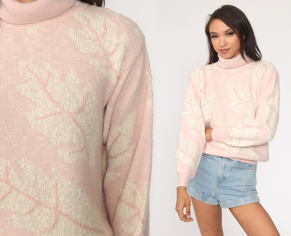 Size Small Baby Pink Baby Blue Sweater with Pockets Sweater Vintage 80s Pastel Sweater