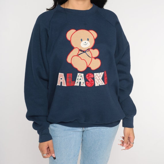 Alaska Sweatshirt 90s Patchwork Teddy Bear Sweate… - image 7