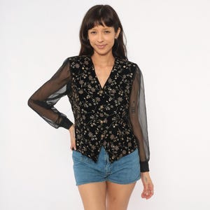 90s archive patterned sheer shirt Italy製 1990s Sheer Shirt - Etsy