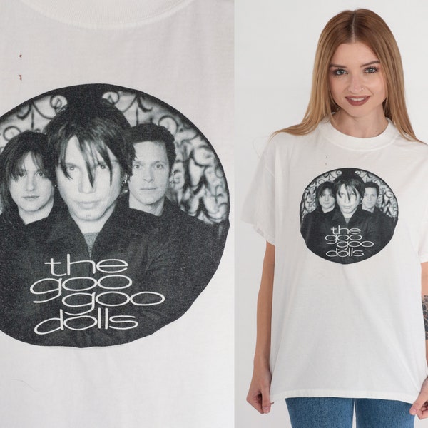 The Goo Goo Dolls Shirt 90s Rock Band T-Shirt Pop Music Concert Graphic Tee Tour TShirt GGD Screen Print White Vintage Y2K Medium M