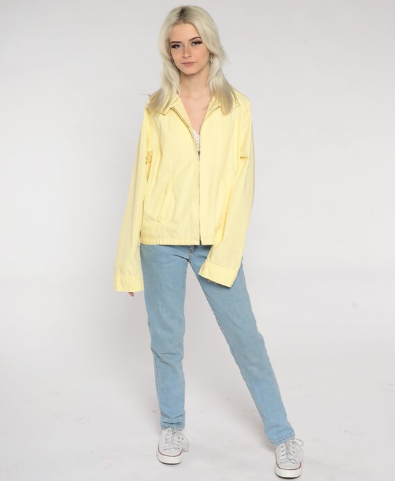 Yellow Windbreaker Jacket Pastel Zip Up Jacket 80s Pl… Gem