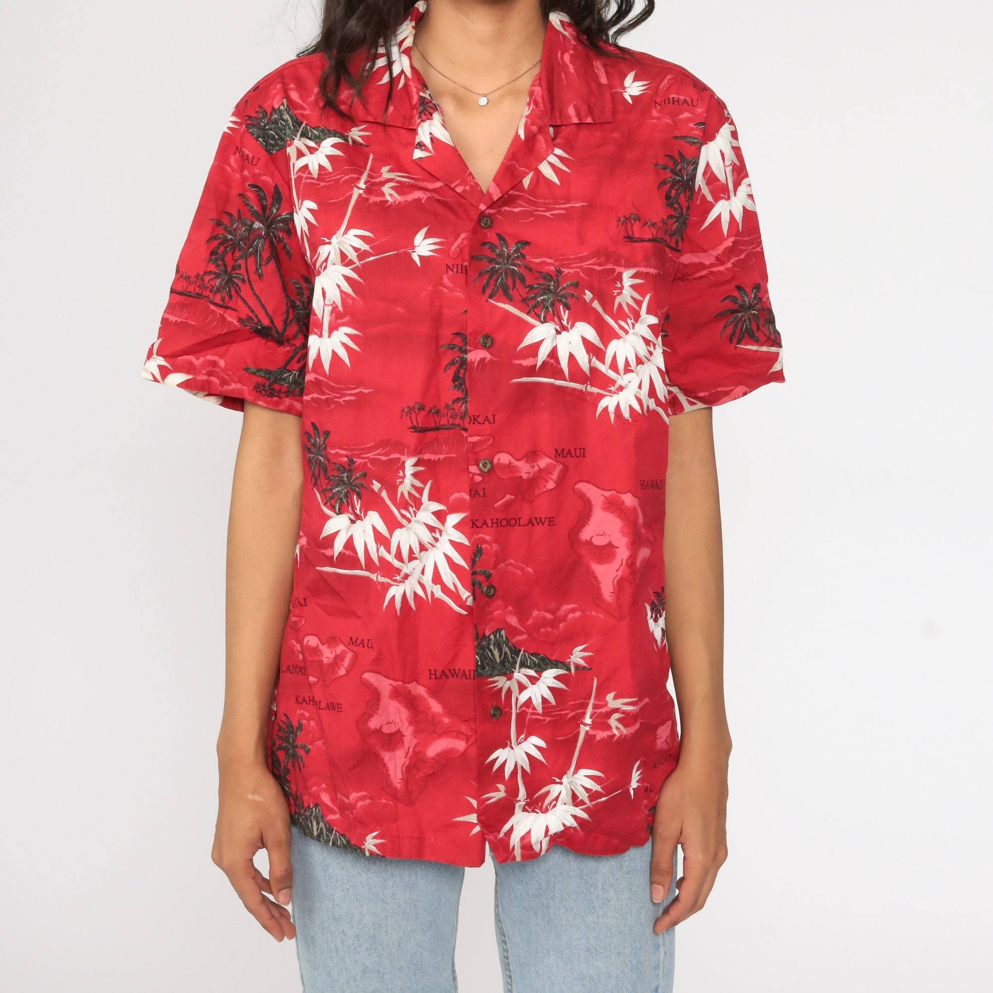 Hawaiian Islands Shirt Tropical Shirt Surfer 80s Palm Tree Top Etsy