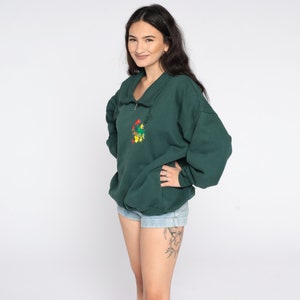 Canada Sweatshirt 90s Green Quarter Zip Sweatshirt Slouchy Jumper Pullover 1990s Graphic Travel Vintage Large L image 4