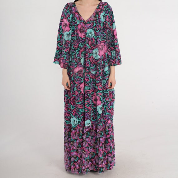 Long Floral Dress 90s Boho Maxi Dress Paisley Flo… - image 6